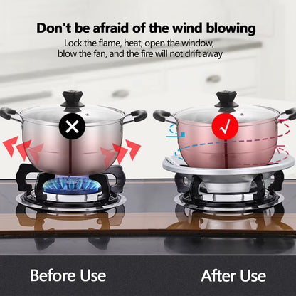 Home Gas Stove Fire Wind Proof Energy Saver Cover Wind Shield Bracket Disk Fire Reflection Windproof Stand Kitchen Cooker Cover