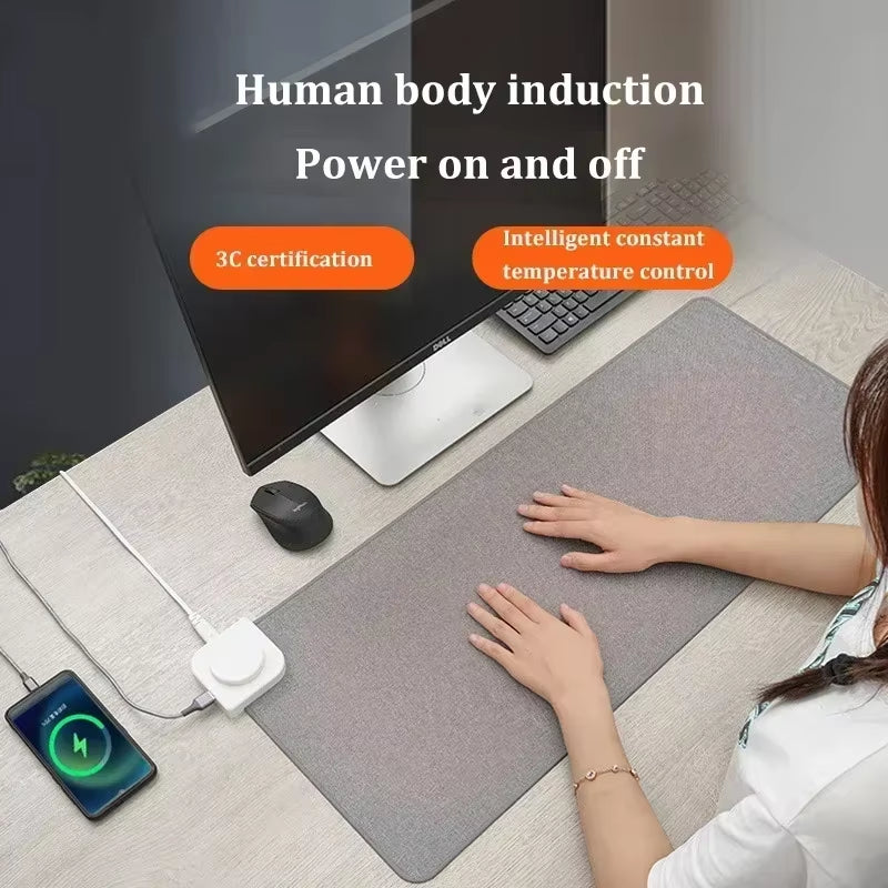 Intelligent Electric Heating Mouse Pad Winter Hand Warmer Computer Desk Heated Mat Office Desk Warming Pad Keyboard Table Mat