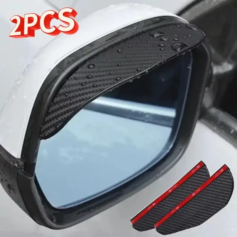 2PCS Universal Auto Rear View Mirror Rainy Shield Guard Car Rearview Mirror Rain Eyebrow Carbon Fiber Sun Visor Shade Cover