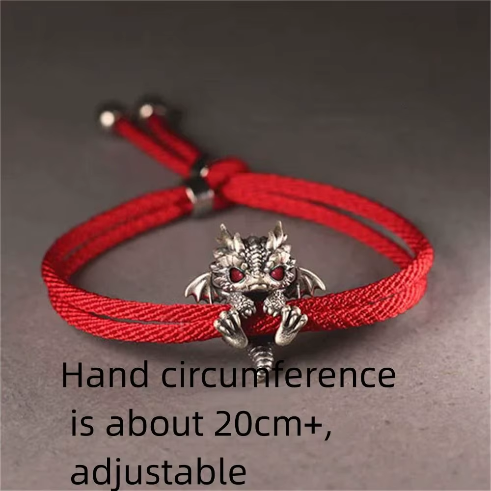 Vintage Red Rope Pullable Adjust Bracelet Bangle Year Good Lucky Gift Handwoven Bracelet for Men Women Jewelry Accessories