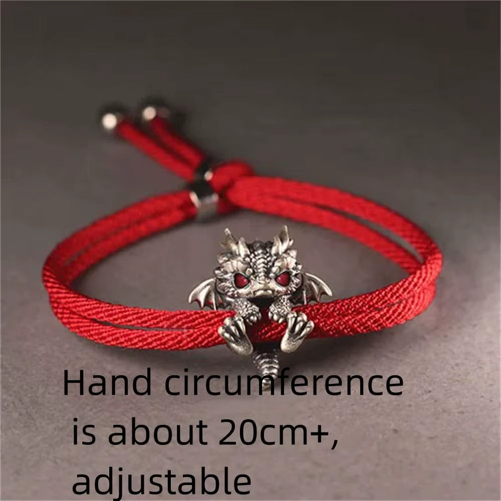 Vintage Red Rope Pullable Adjust Bracelet Bangle Year Good Lucky Gift Handwoven Bracelet for Men Women Jewelry Accessories
