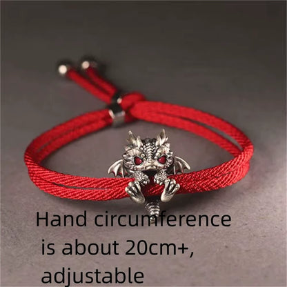 Vintage Red Rope Pullable Adjust Bracelet Bangle Year Good Lucky Gift Handwoven Bracelet for Men Women Jewelry Accessories