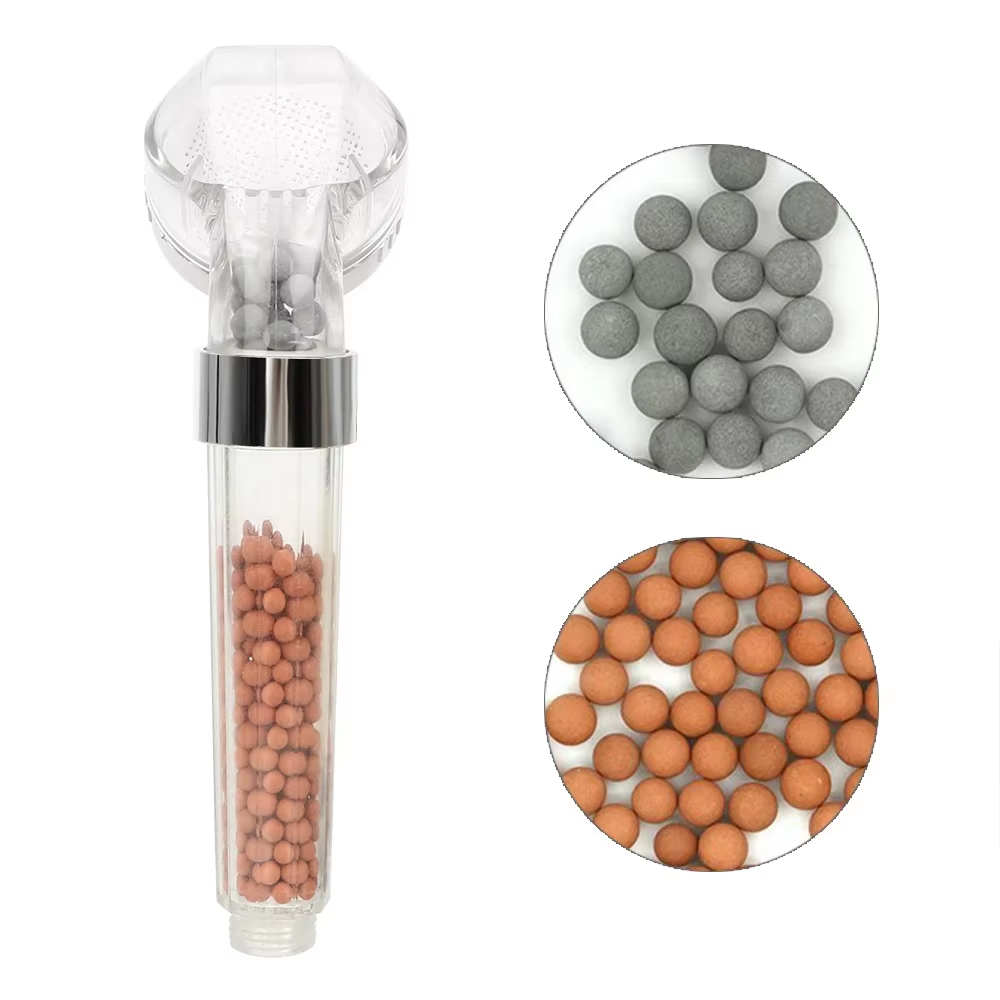 1Pc Filtered Shower Head ABS High Pressure Water Saving Spray Handheld Clear Showerheads with with Filter Beads for Bathroom