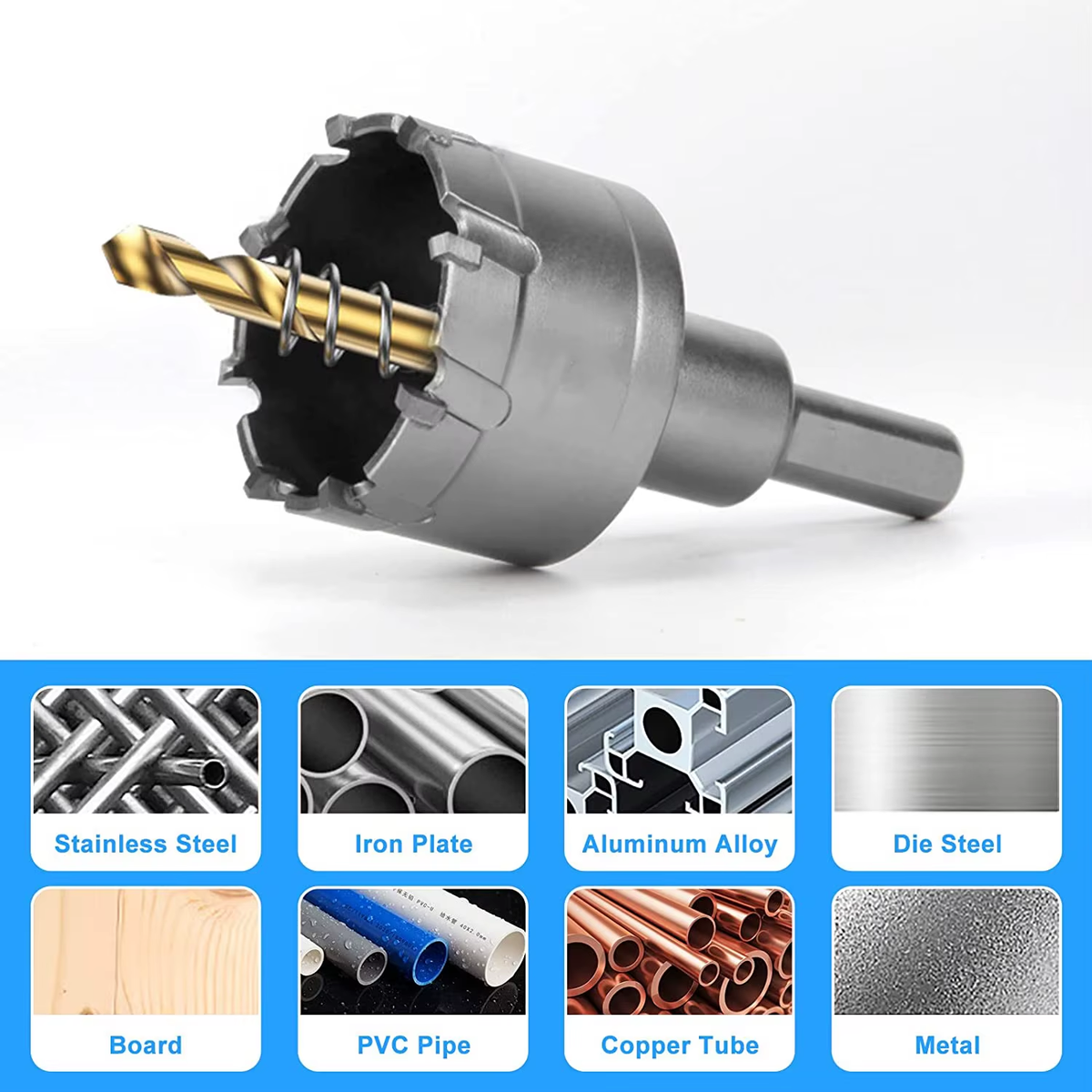 1 Pc 5A Carbide Tip TCT Drill Bit Hole Saw 12-150Mm Drill Bit Set Hole Saw Cutter for Stainless Steel Metal Alloy Drilling