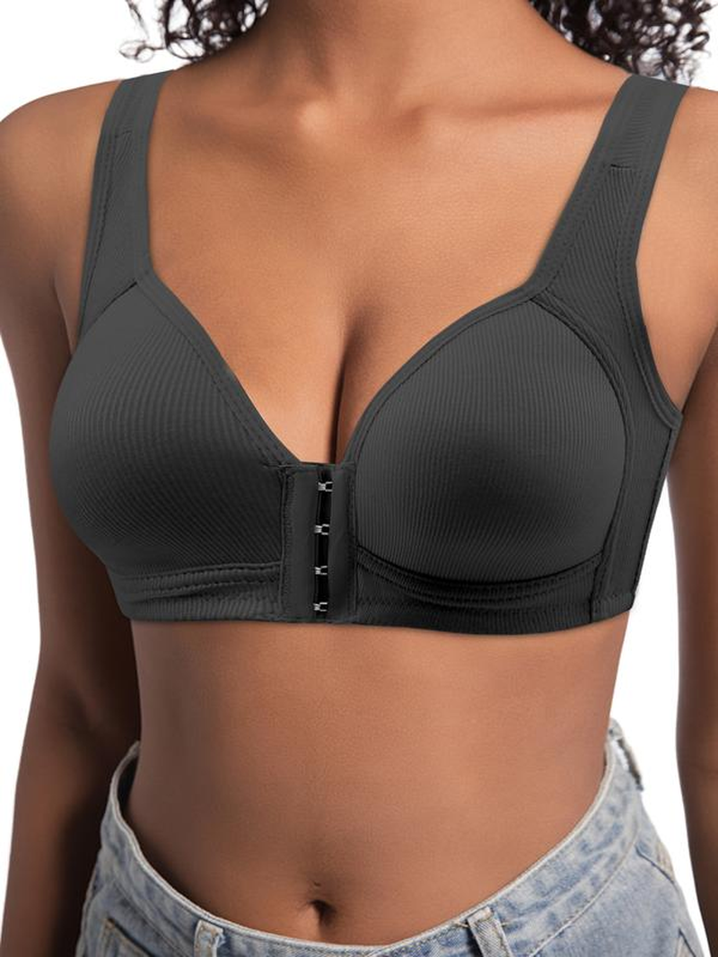 FZ 4/2PCS Esselegance Adjustable Front Closure Push-Up Bra Wire-Free, Seamless & Side Support for Daily Wear, Spring-Summer Comfort