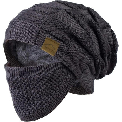 Ultimate Unisex Knitted Beanie & Mask Set for Cold Weather - Stay Warm & Stylish in Outdoor Snow Sports!