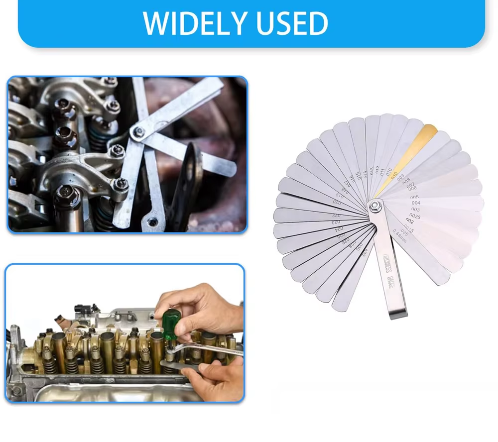 32 Blades Feeler Gauges Set Stainless Steel Dual Marked Metric and Standard SAE Valve Thickness Gauge Rangefinder