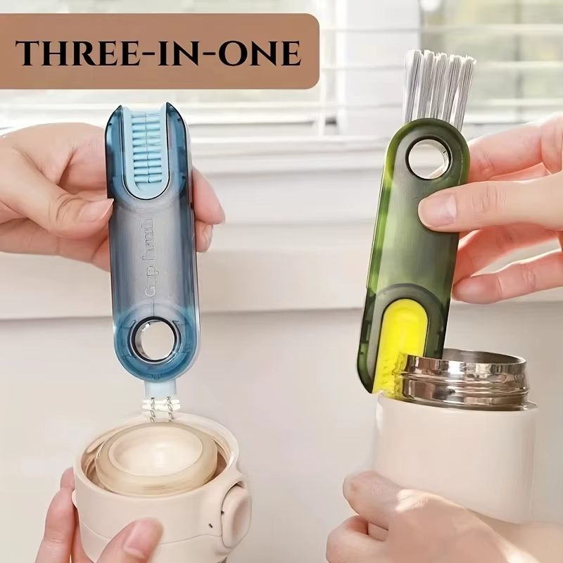 1PC Cleaning Brush Three in One Cup Brush Water Cup Cleaning Artifact Thermos Bottle Gap U-Shaped Cup Mouth Cup Lid Brush