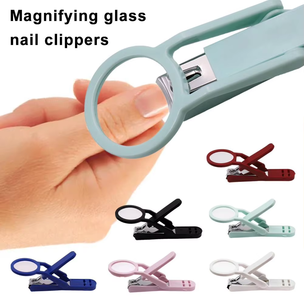 Nail Clipper with Magnifying Glass the Elderly Practical Stainless Steel Nail Clipper Anti-Splash Beauty Big Clipper Tool Gifts