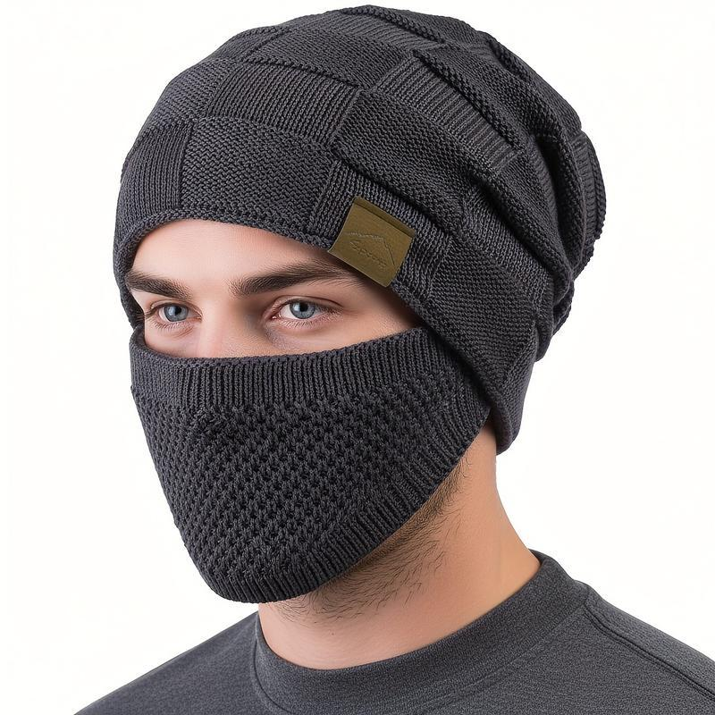 Ultimate Unisex Knitted Beanie & Mask Set for Cold Weather - Stay Warm & Stylish in Outdoor Snow Sports!