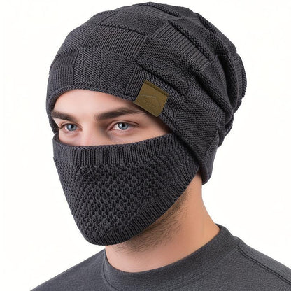 Ultimate Unisex Knitted Beanie & Mask Set for Cold Weather - Stay Warm & Stylish in Outdoor Snow Sports!