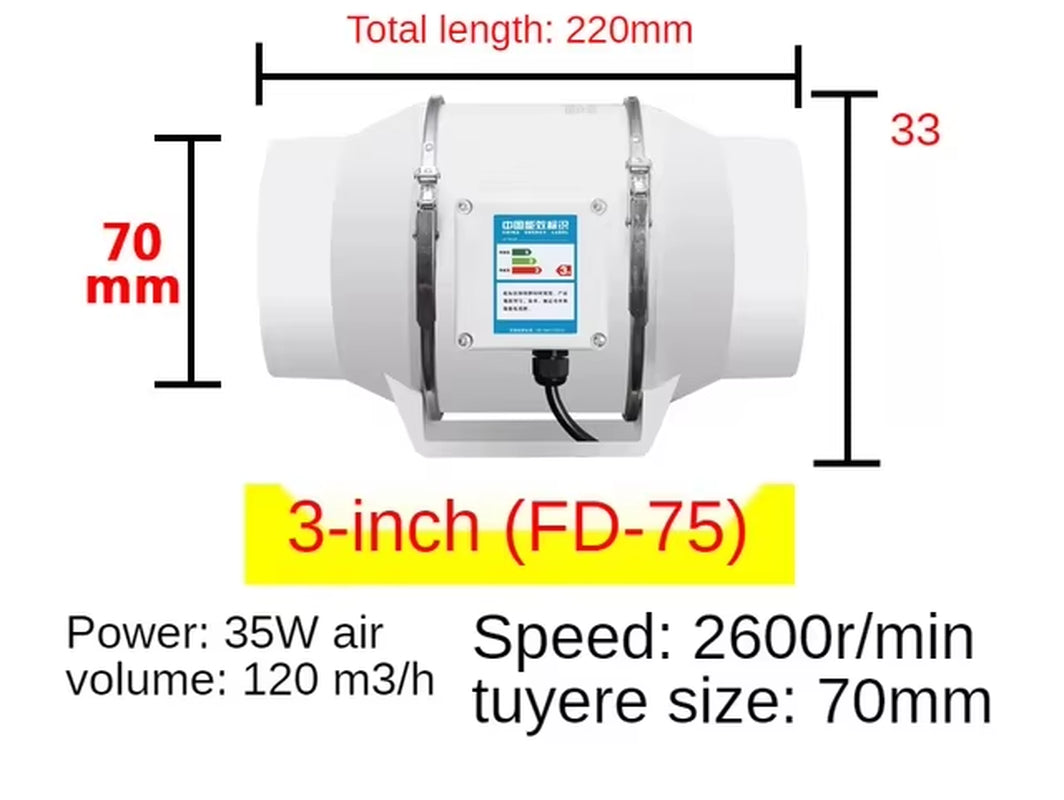 Exhaust Fan Home Mute Inline Duct Fan Bathroom Exhaust Fan Ventilation Equipment Kitchen Bathroom Wall Mounted Air Purifying Ve