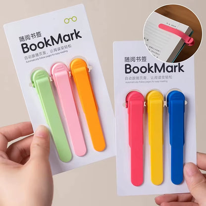 1/3 Pack of Colorful Silicone Bookmarks, Automatically Turning Pages, a Student Accessory for Easy Reading and Bookmarking.