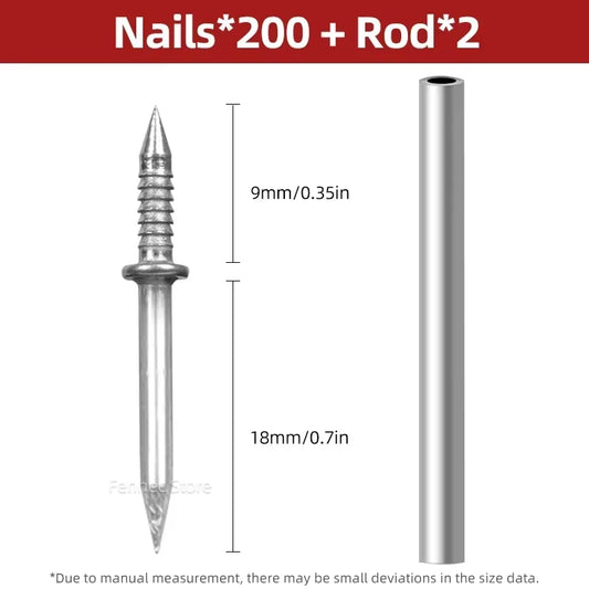 200/400/500/1000Pcs Double-Head Seamless Installation Nail with Sleeve Skirting Thread Metal Non-Marking Nails Rust-Proof