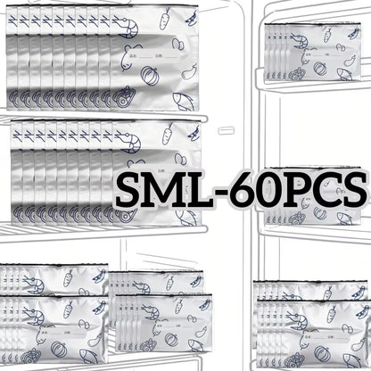 10/60Pcs Aluminum Foil Storage Bags Freezer Sealed Organizers Food Packaging Reusable Pantry Odor-Proof Bag Kitchen Essential