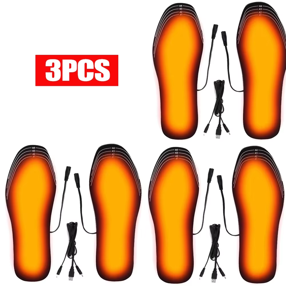 USB Heated Shoe Insoles Electric Foot Warm Pad Feet Warmer Sock Pad Mat Washable Winter Outdoor Sports Heating Insole Warm