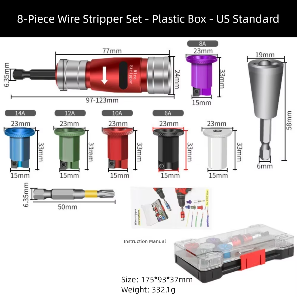 Durable Multi-Function Wire Stripper Waterproof Portable Cable Stripping Tool Set Twister Kit for Electric Drill