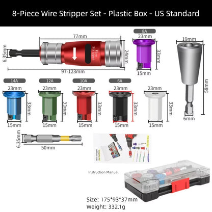 Durable Multi-Function Wire Stripper Waterproof Portable Cable Stripping Tool Set Twister Kit for Electric Drill