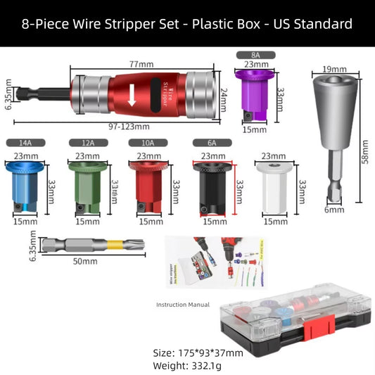 Durable Multi-Function Wire Stripper Waterproof Portable Cable Stripping Tool Set Twister Kit for Electric Drill