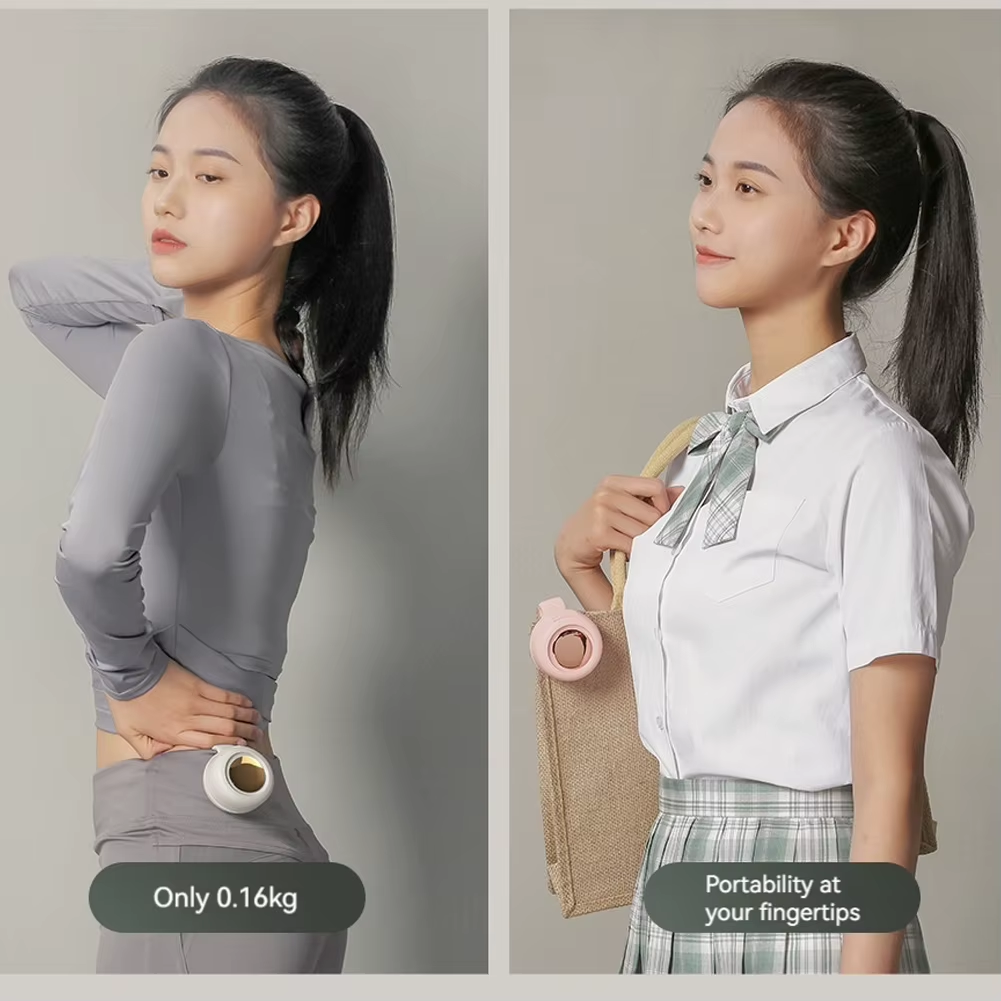 Small Whirlwind Clip Fan Quiet Lightweight Leafless Fan Silent Waist Neck Fan USB Rechargeable Portable Belt Fan for Office Gym