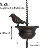 Creative Birds on Cups Metal Rain Chain Rain Catcher for Gutter Roof Decoration Metal Drainage Rain Chain Downspout Tool