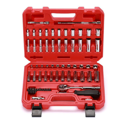 CASOMAN 1/4-Inch Drive Master Socket Set with Ratchets, Adapters, Extensions with 1/4" Dr. Bits Set, Inch/Metric, 6-Point, 5/32-Inch - 9/16-Inch, 4 Mm - 14 Mm, 62-Piece 1/4" Dr. Socket Set, #Tiktokshopblackfriday