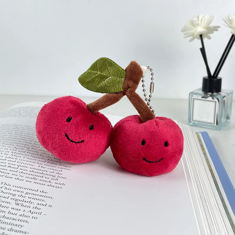 Fun and Cute Cherry Plush Keychain Couple Doll Backpack Pendant Mock Fruit Doll Decoration Gift 8Cm