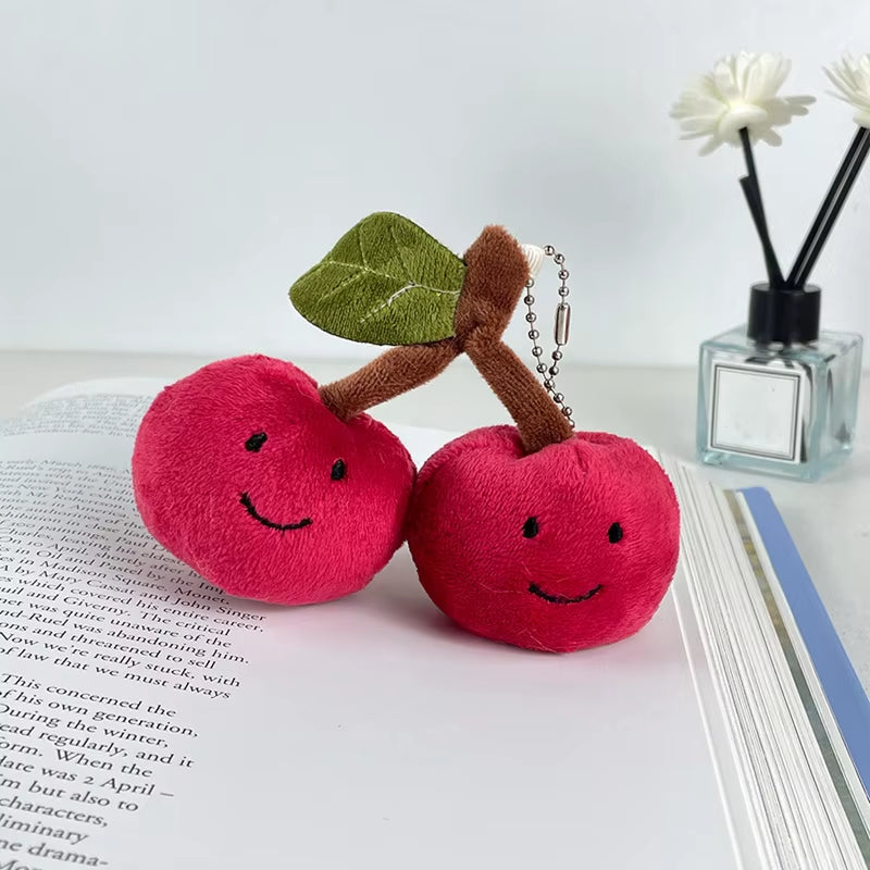 Fun and Cute Cherry Plush Keychain Couple Doll Backpack Pendant Mock Fruit Doll Decoration Gift 8Cm