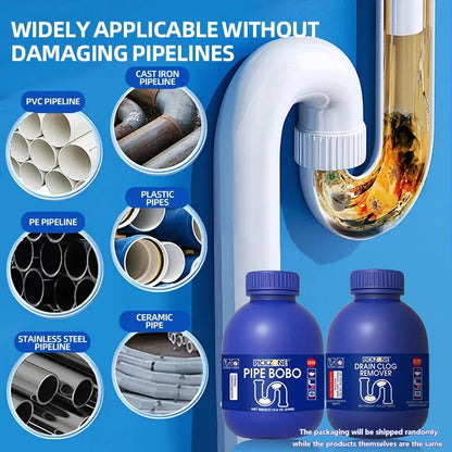 PICKZONE PIPE BOBO - Ultimate Drain Unclogger for Kitchen & Bathroom, Dissolves 200+ Blockages, Kills 99% Bacteria, Safe for All Pipes, Fast & Effective Cleaning Solution