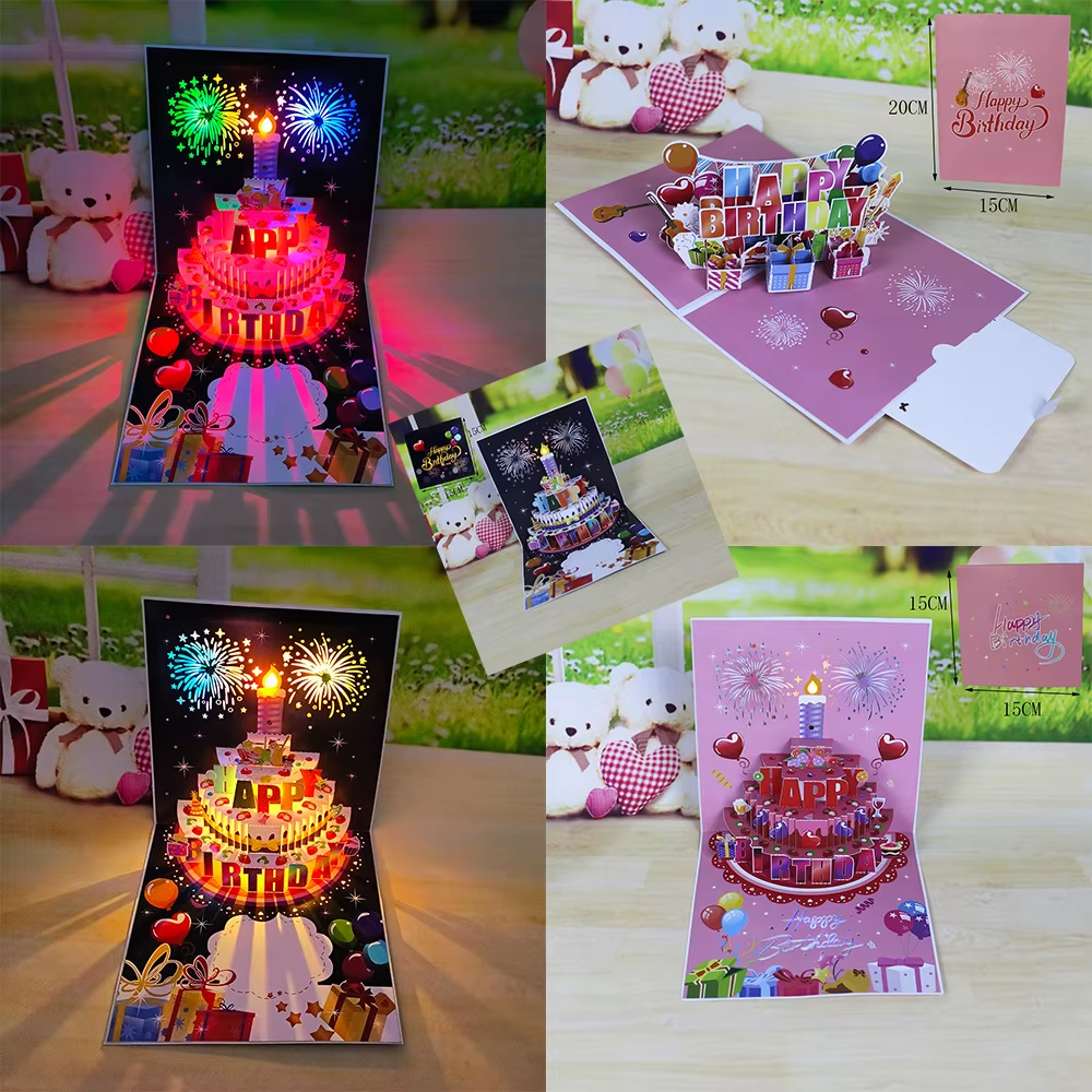 Birthday Cards Lights and Sound Pop up Happy Birthday Card Fireworks Birthday Greeting Cards 3D Pop up 3D Pop-Up with Envelope