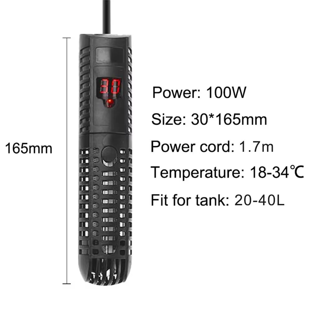 Aquarium Submersible Heater Fish Tank 50-500W LCD Display Digital Adjustable Water Heating Rod Constant Temperature Control