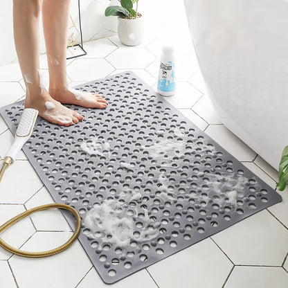Square Non-Slip Bathroom Mat with Suction Cup and round Hole Design Shower Anti-Fall Household Shower Massage Quick Drainage Mat