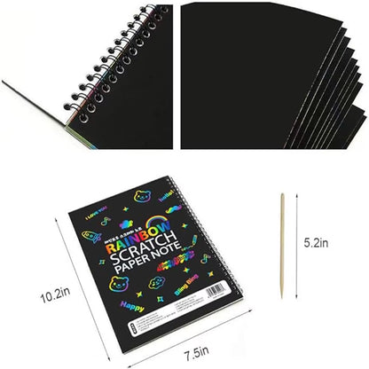 Scratch-Off Color Art Drawing Book, No Need for Paint, Free Creation Diy Drawing Book. Rainbow Scratch-Off Paper