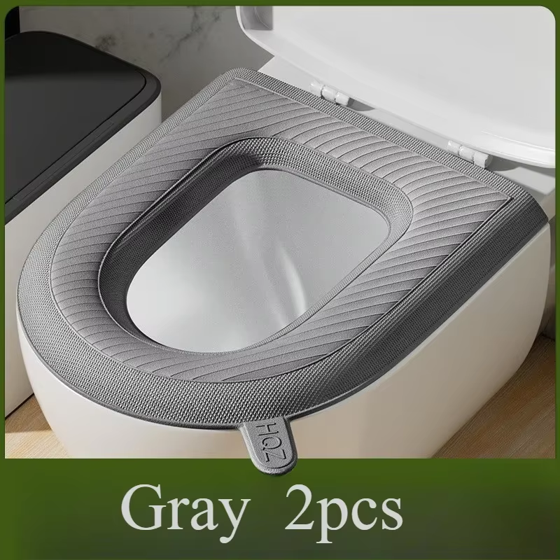 2Pcs High Foam Waterproof Toilet Seat Wash-Free Washable Toilet Seat Cover Toilet Seat in Winter Lovely Wind