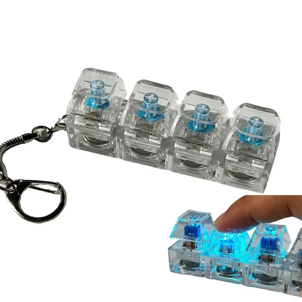 Relaxing 3/4/9 Keys Finger Keyboard Keycap Stress Relief Decompression Toy Gadget Key Button Fidget Keychain Adult