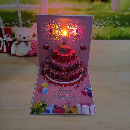 Birthday Cards Lights and Sound Pop up Happy Birthday Card Fireworks Birthday Greeting Cards 3D Pop up 3D Pop-Up with Envelope
