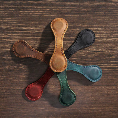 Genuine Leather Bookmark Clip Vintage Double-Sided Magnetic Book Mark Book Page Divider for Book Lover Writers Reader Stationery
