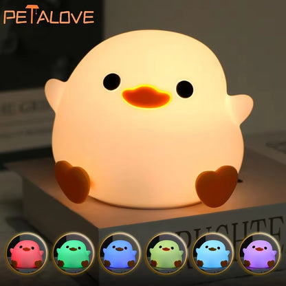 Silicone LED Bedside Night Light Dodo Duck Cute Duck Dimmable Table Lamp Baby Bedrooms Decoration Rechargeable Night Lamps