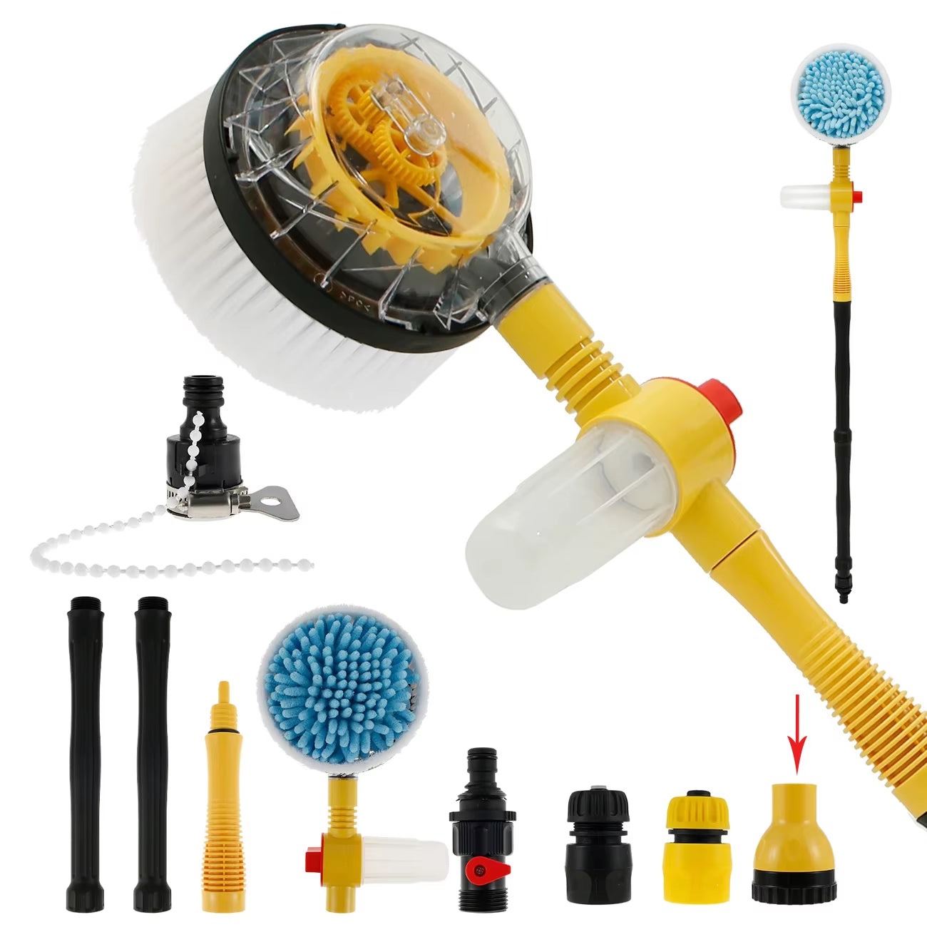 Car Wash Brush Kit Handle Scratch Free Car Scrub Brush 360° Rotating Car Cleaning Brush for Cleaning Wheel Tire Glass Windows