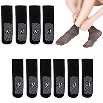 5Pair New Slip-Resistant Massage Bottom Short Stockings Invisible Crystal Silk Socks Non-Marking Silk Sheer Ankle Socks