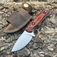 Saddle Mountain 15002 Hidden Canyon Hunter 15017 Outdoor Fixed Blade Knife 8Cr13Mov/Cpm-S30V Teardrop Blade Stable Wooden Handle with Leather Sheath Camping Fishing Scenarios Men'S Gift Christmas Gift Multi-Functional Tool