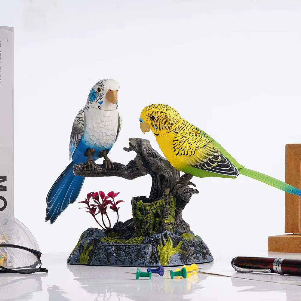 Talking Parrot Cute Electric Battery Operated Control Voice Simulation Parrots Sparrow Bird Repeats What You Say Ornament