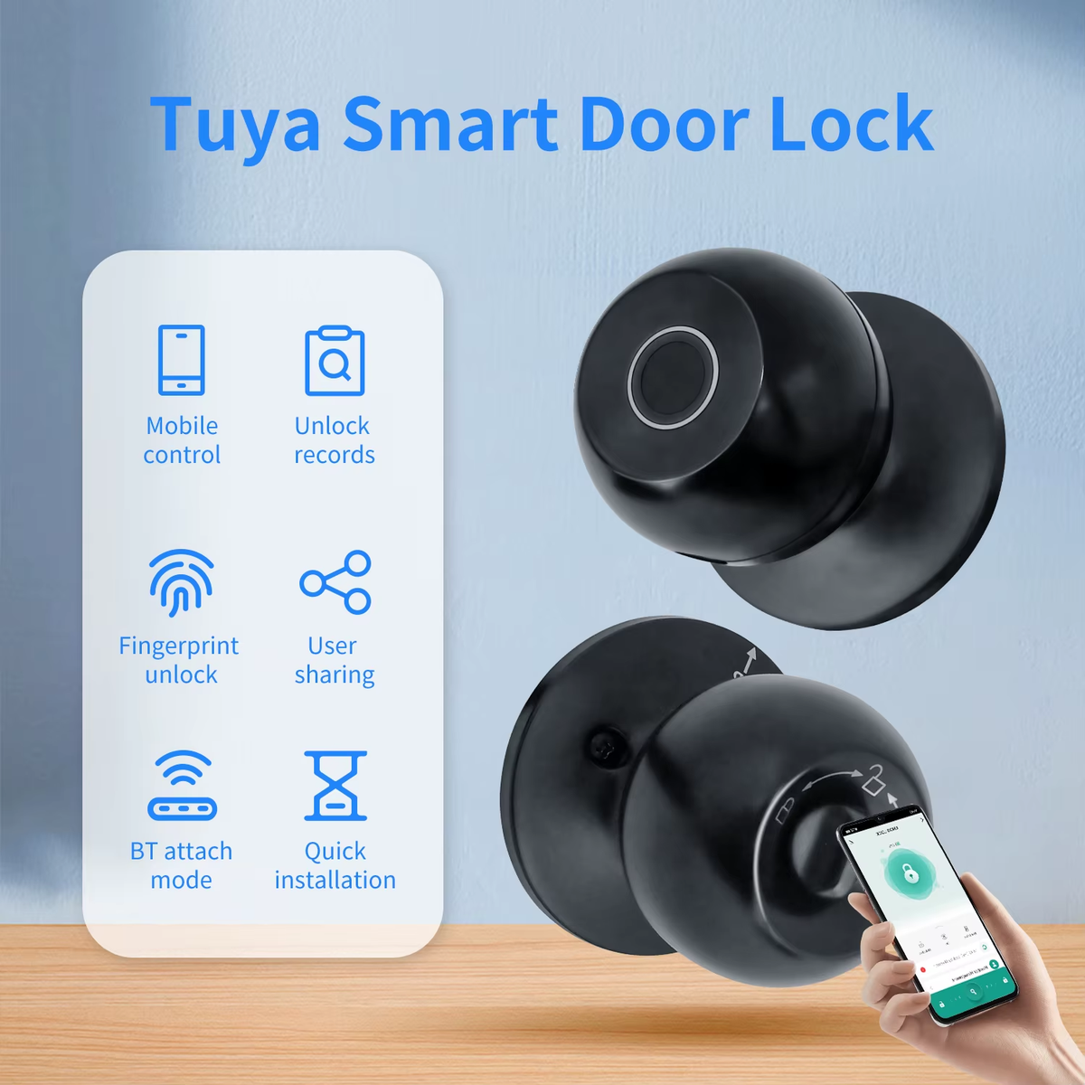 Smart Lock Door with Bluetooth Tuya Smart Life Products Fingerprint Lock Key Unlock Security Door Entry Home House Apartment