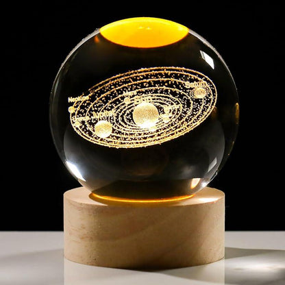 Enchanting 3D Saturn Crystal Ball Night Light with LED Stand - Stunning Planet Figurine Lamp for Bedroom Decor (2.4 In, 60Mm)