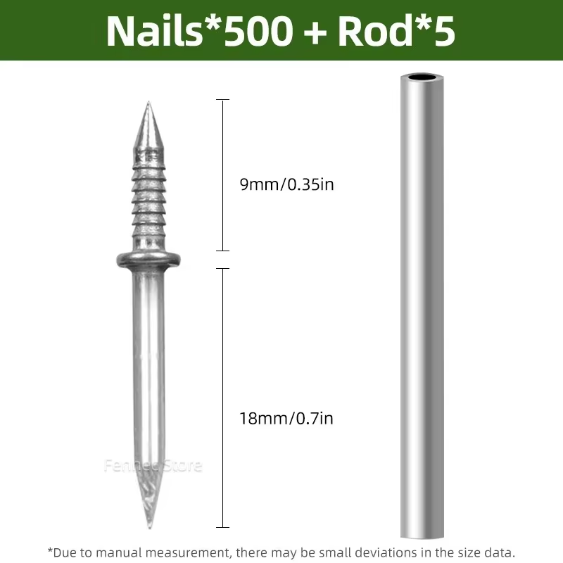 200/400/500/1000Pcs Double-Head Seamless Installation Nail with Sleeve Skirting Thread Metal Non-Marking Nails Rust-Proof