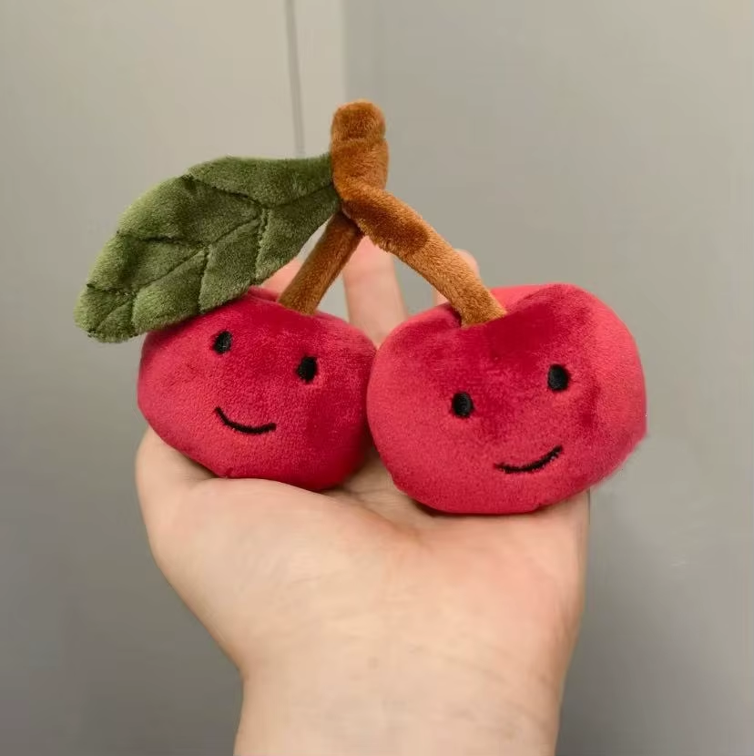 Fun and Cute Cherry Plush Keychain Couple Doll Backpack Pendant Mock Fruit Doll Decoration Gift 8Cm