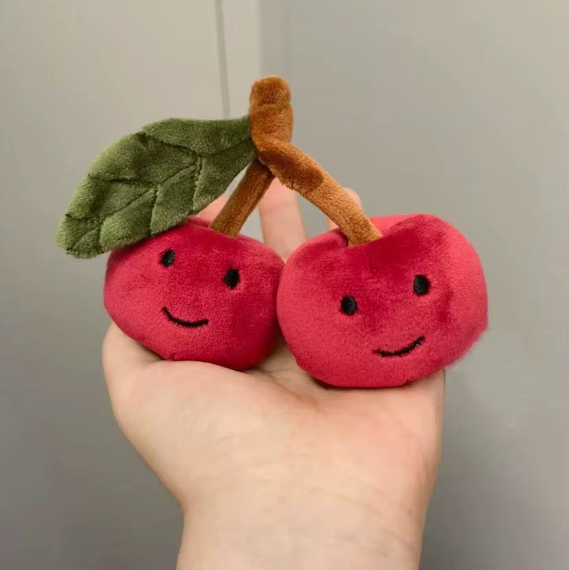 Fun and Cute Cherry Plush Keychain Couple Doll Backpack Pendant Mock Fruit Doll Decoration Gift 8Cm