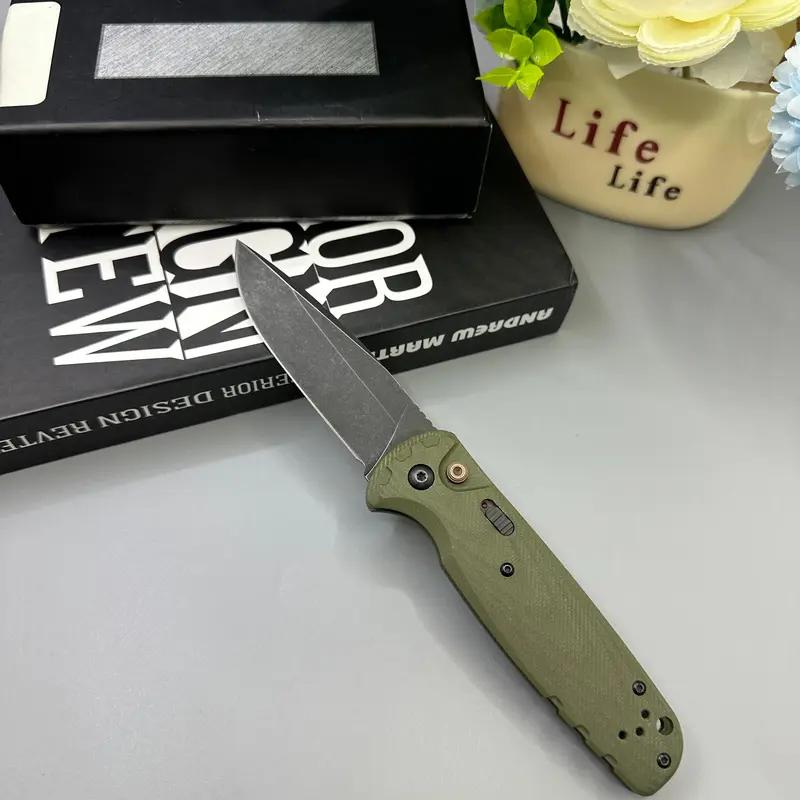 4300BK-02 CLA Utility Button Lock Folding Knife D2Battlewash Blade G10 Handle Multifunctional Cutlery Tool Foroutdoor Fishing Camping EDC