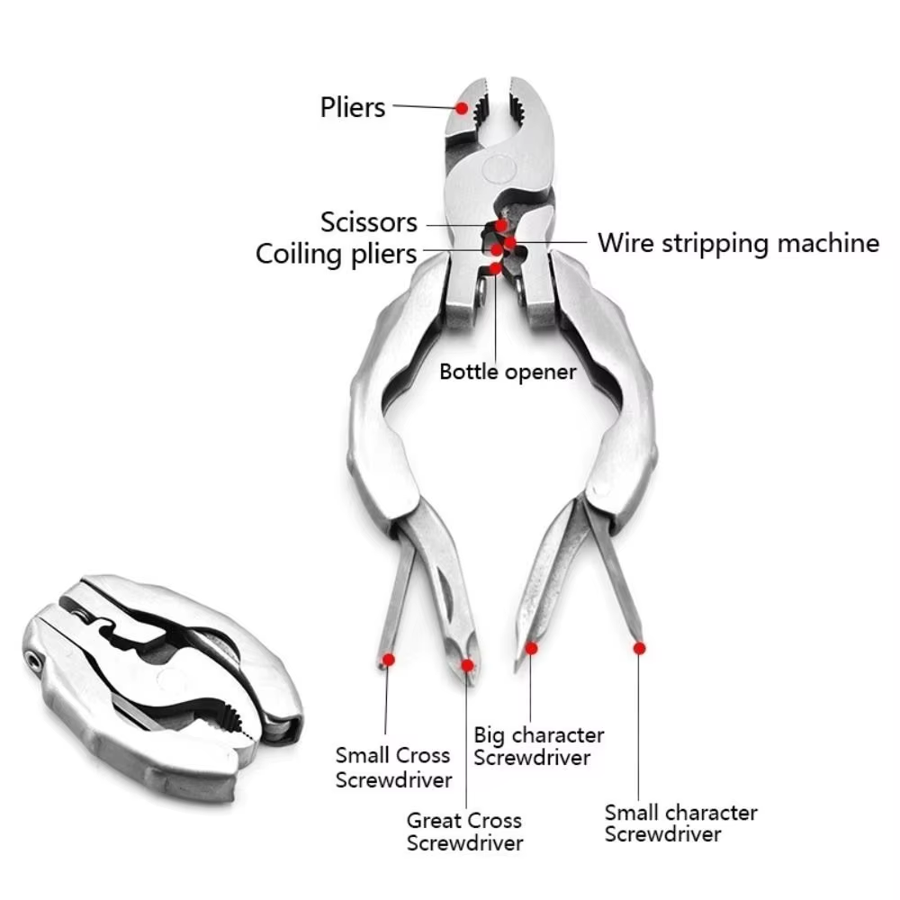 Portable 9 in 1 Pocket Pliers Keychain Pliers Screwdriver round Head Pliers Gadget Mini EDC Tool Wire Cutter Outdoor