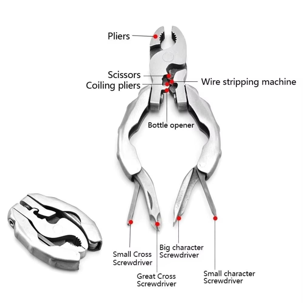 Portable 9 in 1 Pocket Pliers Keychain Pliers Screwdriver round Head Pliers Gadget Mini EDC Tool Wire Cutter Outdoor